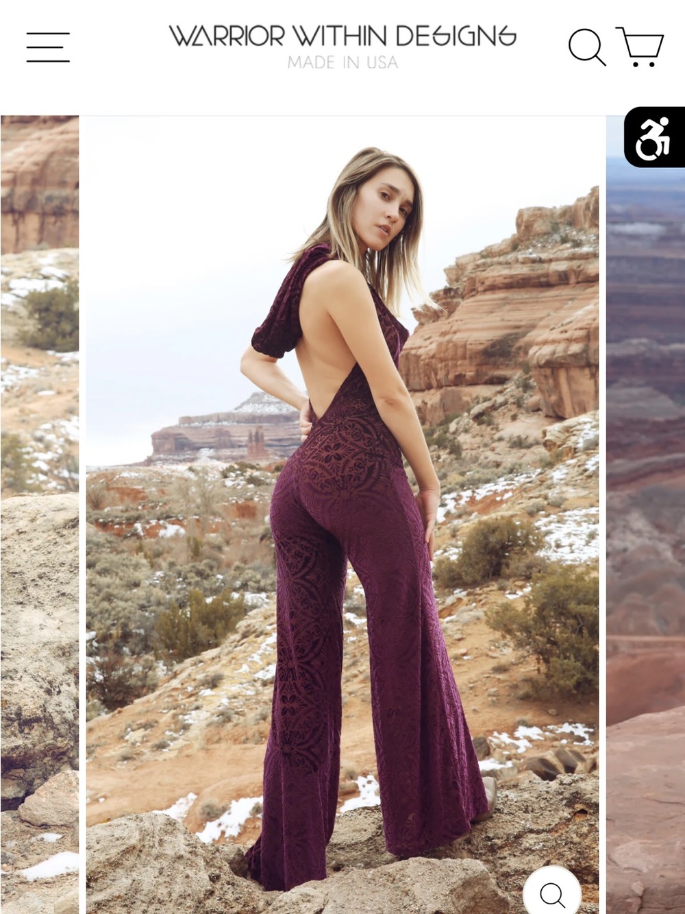 Warrior Within Designs Plum Lace Backless Flare Jumpsuit